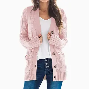 2026 Women's Casual button up cardigan - 100% cotton - Long sleeved