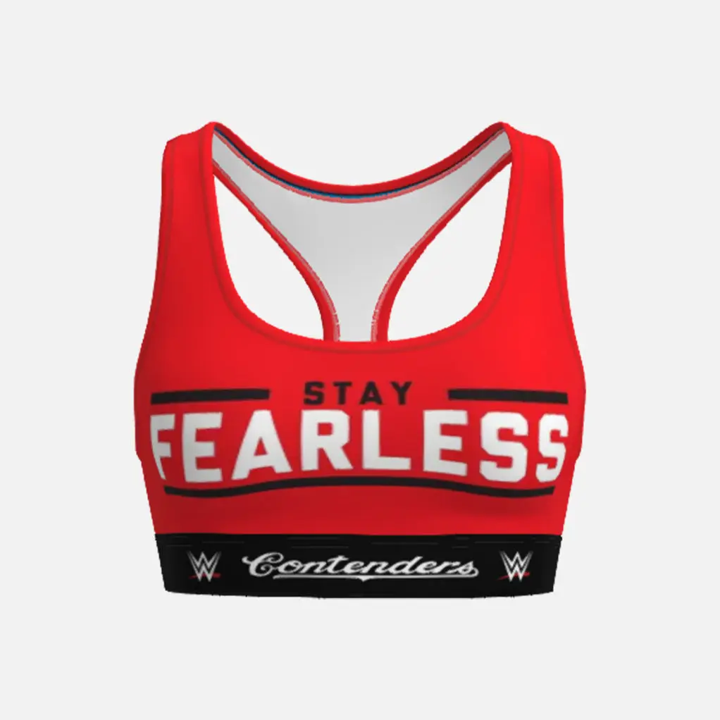 Women's WWE Fearless Compression Sports Bra - Brushed Waist, Microfiber Band, Polyester Blend, Racer Back, Lightweight Activewear, Secure Support, Gymclothes, Yoga & Running Workout Use, Running Workout Bras, Sports Bra For Women