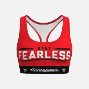 Women's WWE Fearless Compression Sports Bra - Brushed Waist, Microfiber Band, Polyester Blend, Racer Back, Lightweight Activewear, Secure Support, Gymclothes, Yoga & Running Workout Use, Running Workout Bras, Sports Bra For Women