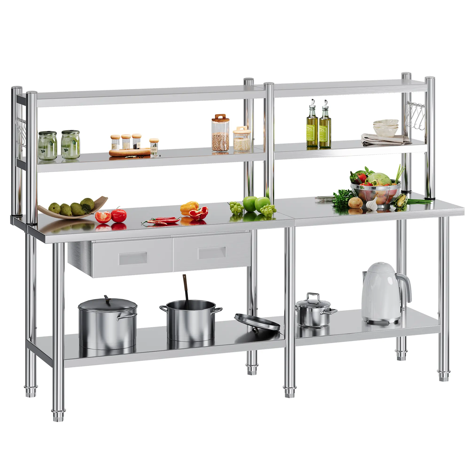Amerlife Stainless Steel Prep & Work Table with Adjustable Standing Shelf - Anti-Rust, Rust-Proof Freestanding Utility Racks, Durable Reinforced Organizer for Commercial Kitchen, Garage #homemakeover