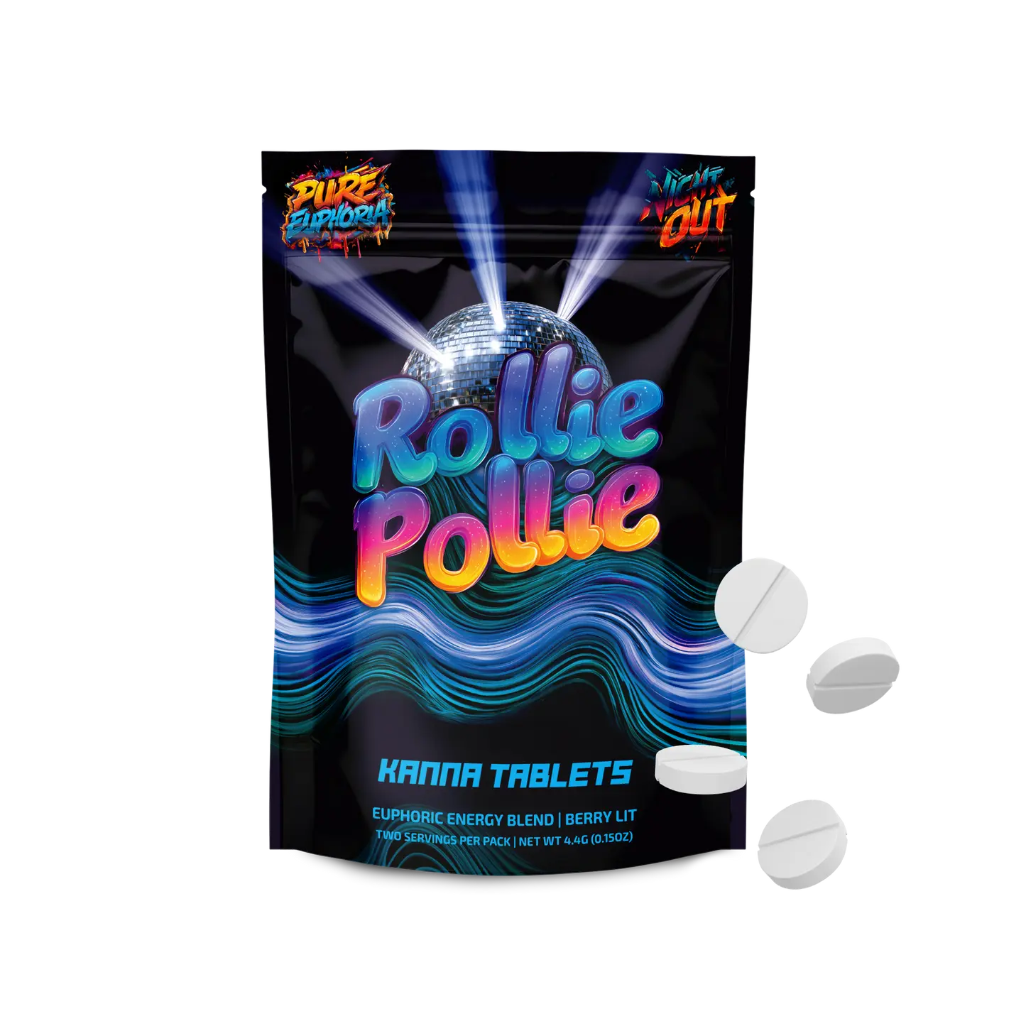 Rollie Pollie Kanna Tablets for Adults 21+ | 3 Flavors: Berry Lit, Party Punch, Tangerine Tango | Botanical Supplement for Nights Out, Festivals & Going Out