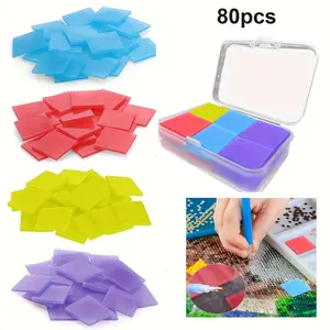80pcs Mixed Color DIY Diamond Painting Clay Mud, Glue Block for Bead Sticking, Silicone Putty for Craft Projects, Diamond Painting Kits, Diamond Art Tools