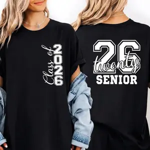 Class of 2026 Senior Double-Sided Graduation T-Shirt Tshirt Round Neck