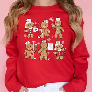 Gingerbread Nurse Christmas Sweatshirt – Funny Holiday Crewneck for Women, Cute Medical Gift for Nurses