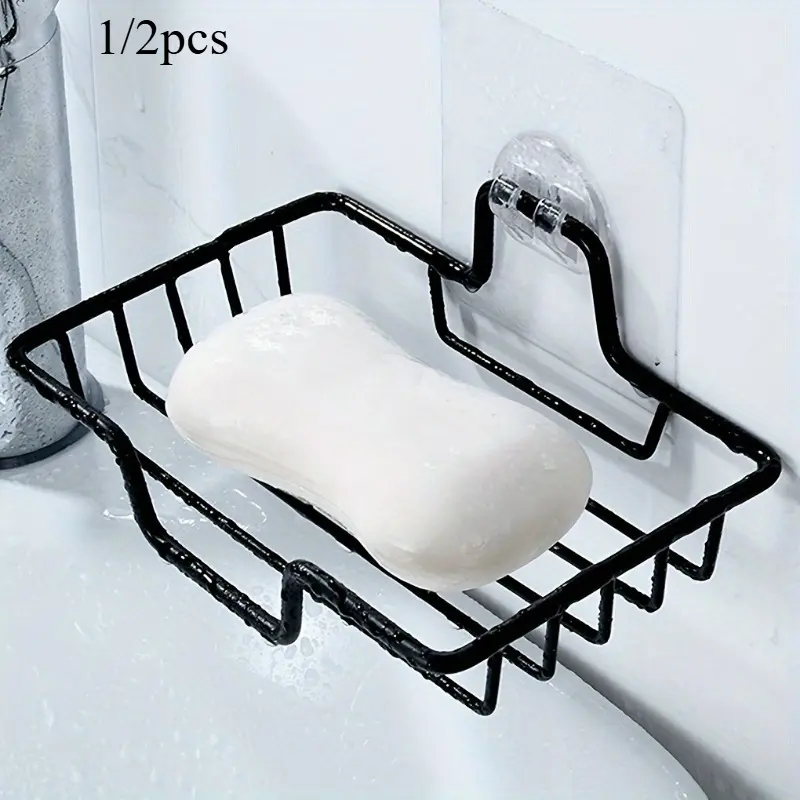 1/2pcs Bathroom Stainless Steel Self Draining Soap Dish: Rectangular Wall-Mounted Bar Soap Holder with Drainage for 2 Soaps - No Drill Required, Halloween, Christmas Decorations