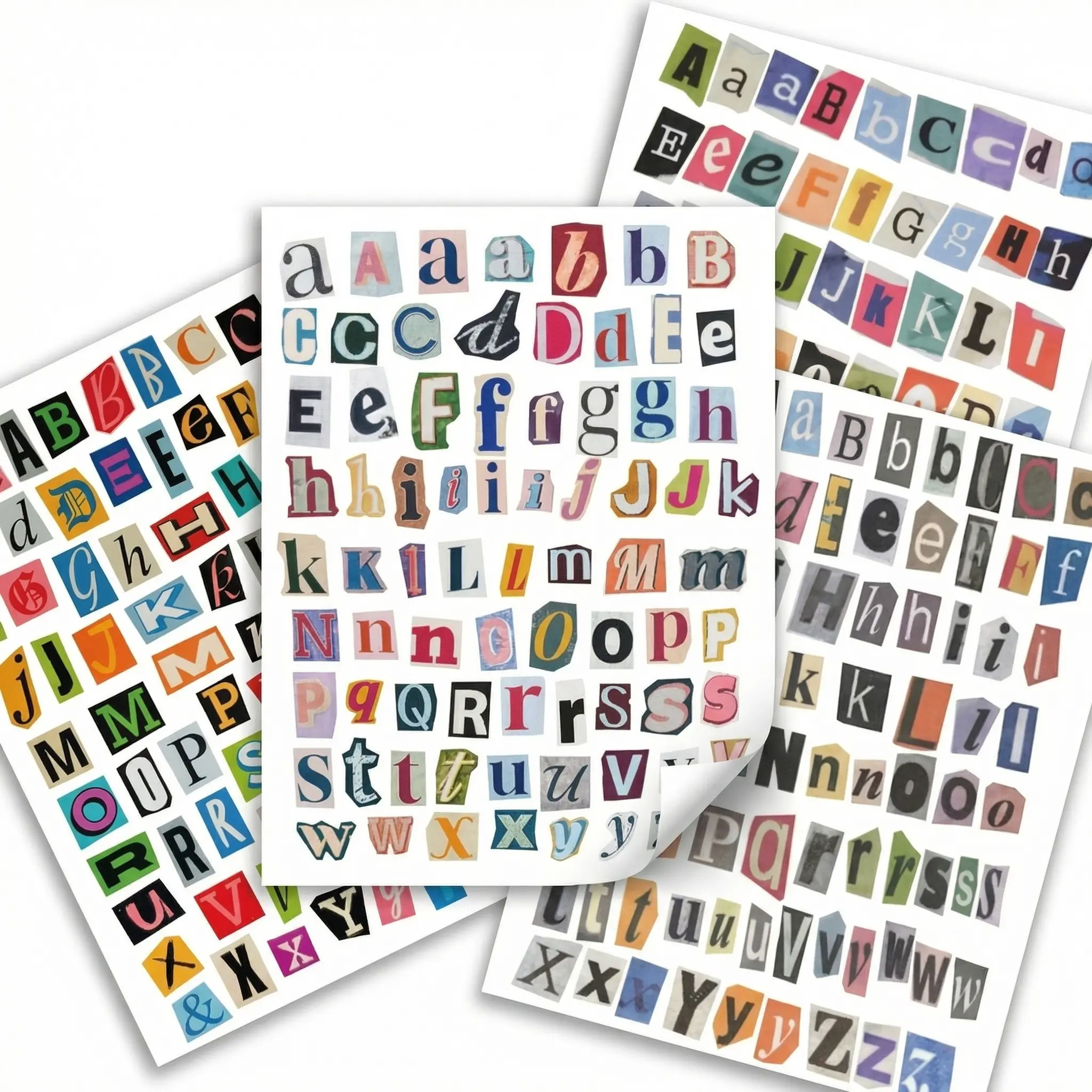 287/574/861pcs Vintage Magazine Letter Adhesive Decals Stickers Sticker Set | Ransom Alphabet Sticker for Scrapbooking, Journaling, DIY Crafts, Laptop, Water Bottle - Junk Journal, Scrapbook Supplies Kit Decal Sticker Sticker Sheets