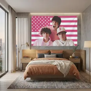 Sturniolo Triangle Flag American Flag Pink Tapestry Wall Hanging Bedroom University Dormitory Holiday Gift Men Cave Living Room Decoration Banner Outdoor Courtyard,