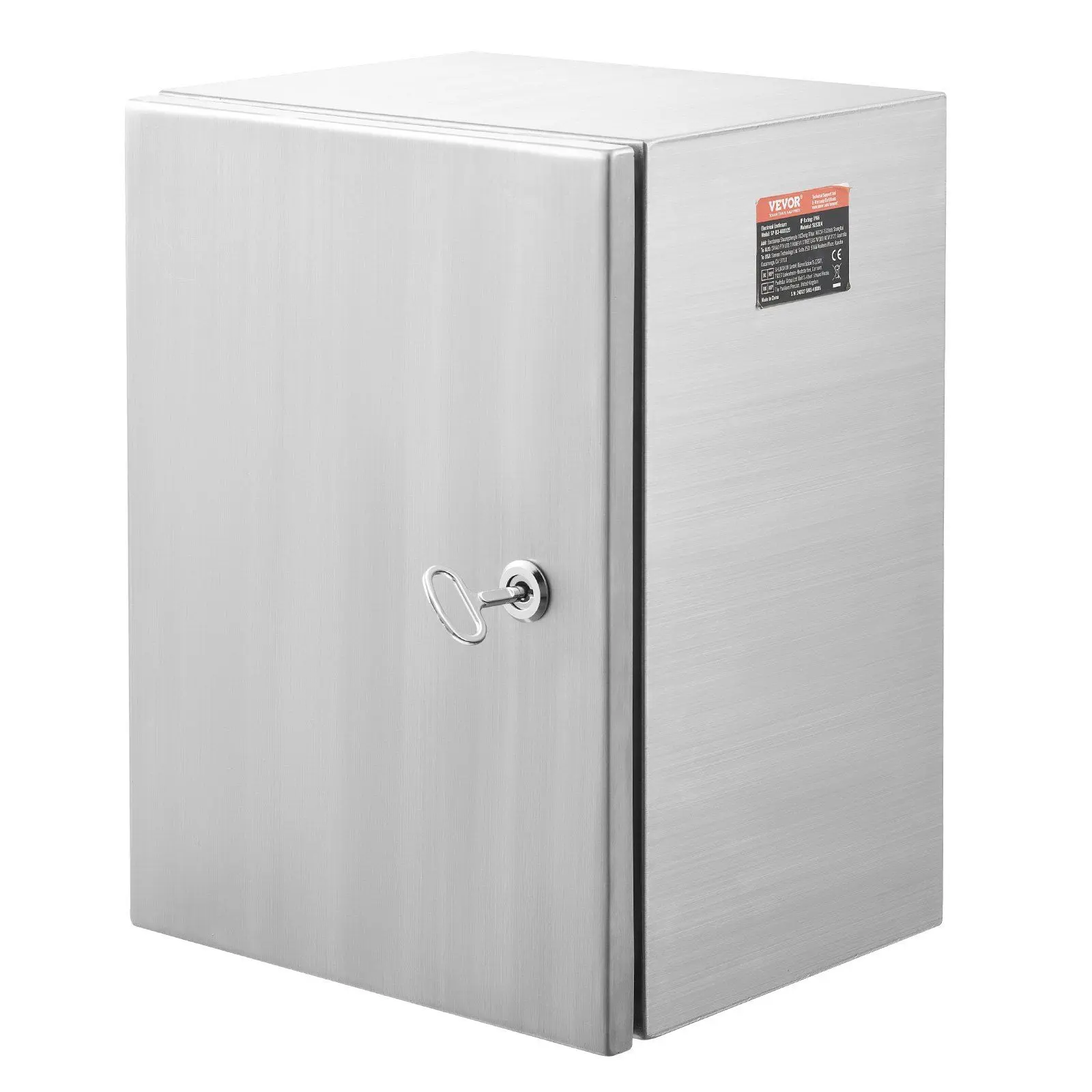 VEVOR Steel Electrical Box, 24"x 20"x 8", 304 Stainless Steel Electrical Enclosure Box, Wall-Mounted Outdoor Electrical Electronic Equipment Enclosure with Mounting Plate Hinges Lock, IP66 Waterproof