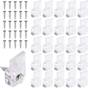25 count Mirror Hangers for The Wall, Mirror Holder Clips, Clear Plastic Mirror Mounting Clips, Glass Retainer Clips Kit  Mirror  Hardware Frameless Kit for Wall and Fixed Mirror Box Door