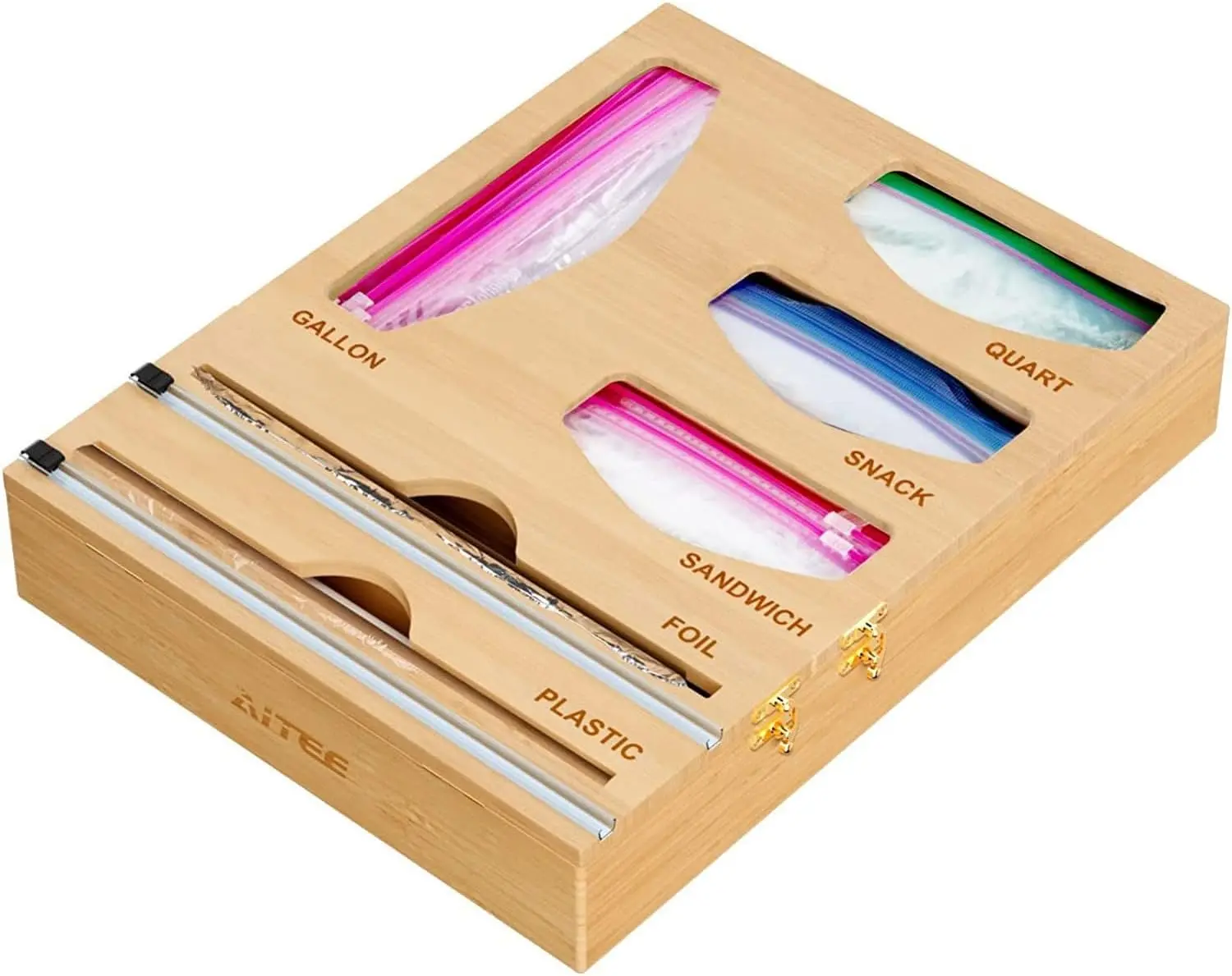 6-in-1 Kitchen Drawer Organizer with Wrap Dispenser & Ziplock Bag Storage  Kitchen Organization Containers Utensils Boxes
