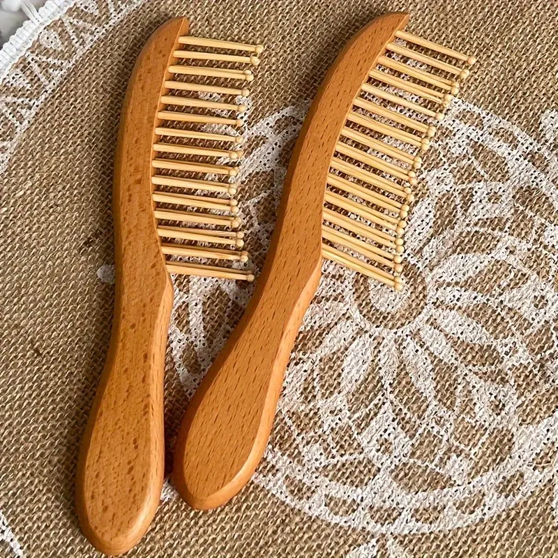 1pc  Wooden Hair Comb Brush with Essential Brush for Gentle Scalp Massage and Nourishing Hair Care