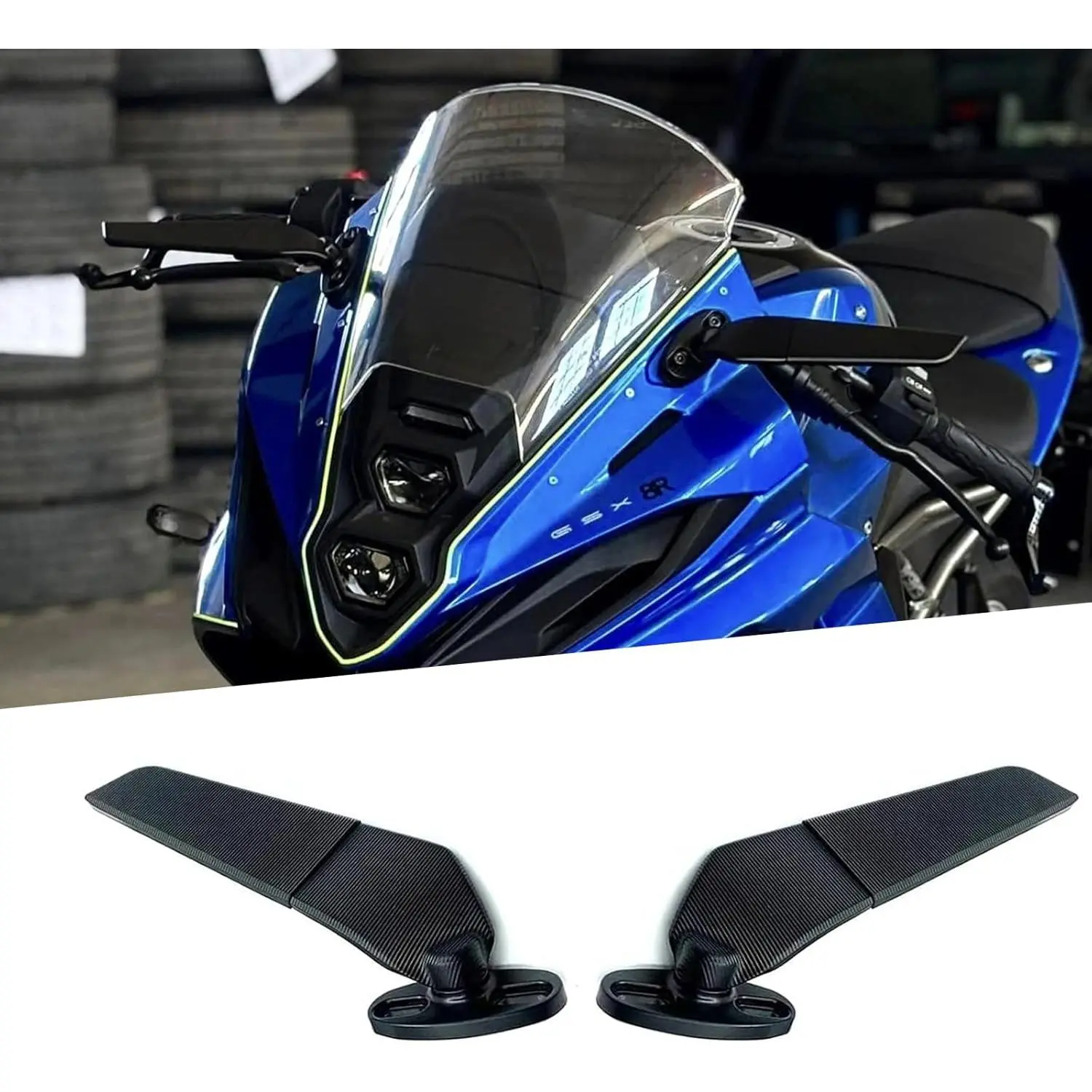 FOR GSX-8R gsx8r 2024 2025 2026 new black motorcycle rearview mirror modified wind wing adjustable rotating rearview mirror gsx8r accessories