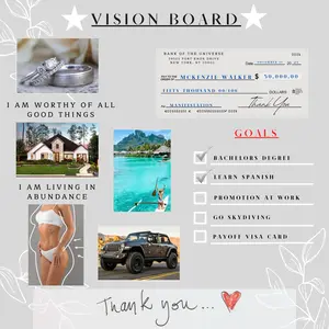 Vision Board Poster - Manifestation Board Dream Board Law of Attraction (24 x 24) Grey