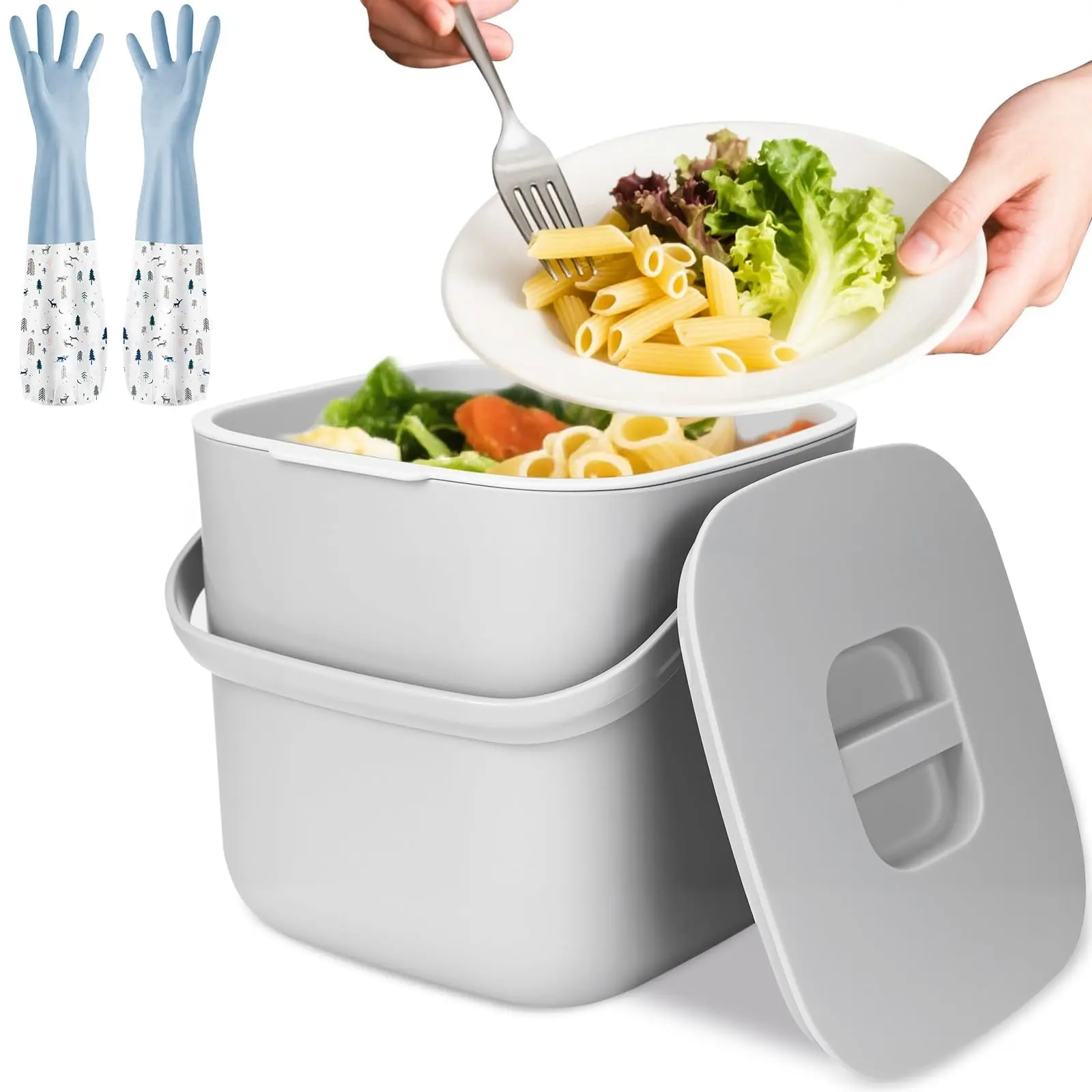 Kitchen Organic Trash Can with Lid, Compost Bin for Daily Organic Waste, Odor-Resistant, Easy to Clean, Ideal for Home Use, Kitchen Waste Bins