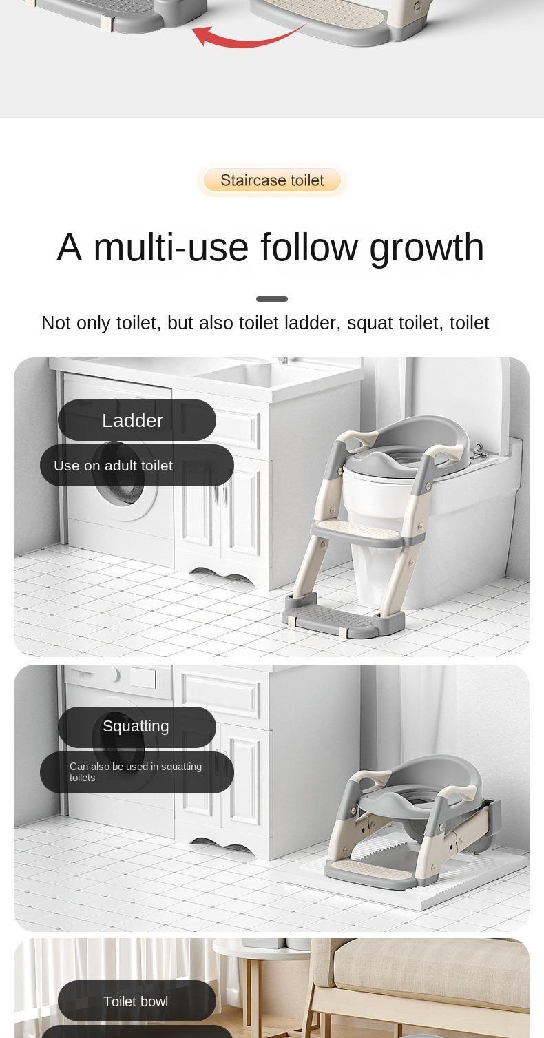 Potty Training Seat with Step Stool Ladder for Toddlers – Comfortable, Safe & Adjustable Toilet Trainer for Boys & Girls, Anti-Slip Pads, Easy Climb Design, Grey, Toilet Trainer for Kids, Potty Training Ladder for Bathroom, Non-Slip Kids Toilet Seat