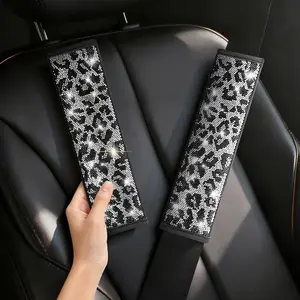 Queen’s Land 2PCS Sparkly Leopard Seat Belt Covers, Bling Car Accessories for Women, Car Accessories for Girl, Soft & Stylish Shoulder Pads for Cars, Trucks, SUVs, Holiday Gift, Christmas Gift