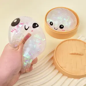 Squishy Giant Glitter Dumpling Mega Rainbow Soft Squeeze Toy, Cute Anxiety Relief Fidget with Decompression Dough for Adults & Kids Toy Soft TPR Material Stress Relief Sensory Toy|   Perfect for Kids Gift Exchanges, Easter & Spring Basket