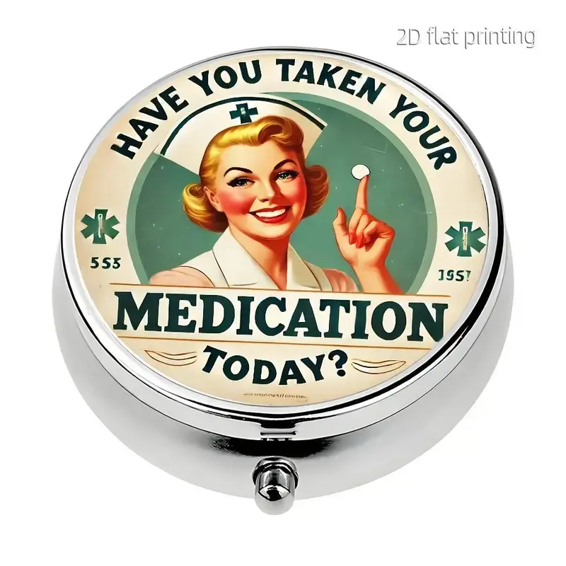 Today Did I Take My Medicine? Round Pill Box, Mini Pill Case, 3 Compartment Storage Box, Portable Home Organizer, Pocket Wallet Travel Gift, Medical Organizer