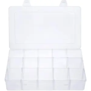 15 Large Grids Clear Plastic Box Organizer Storage Container with Removable Dividers Clear