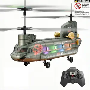 Kids RC Helicopter Toy - 3.5CH Remote Control Chinook Military Aircraft with LED Lights & Gyro, Perfect Gift for Beginners & Aviation Fans（Users need to prepare 3 AAA batteries）