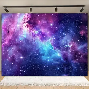 1pc 2D Flat Galaxy Glow Wall background cloth - Vibrant Starry Sky and Space Background, Suitable for Bedroom, Living Room, Dorm Decor - Multifunctional Polyester Hanging Fabric, Perfect for Part