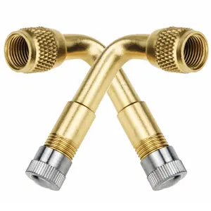 2-Pack Metal Valve Stem Extenders, 45°/90°/135° Universal Tire Valve Stem Extension Brass Adaptor for Passenger Cars, Stroller, Bicycles, Motorcycles, Trailers, RV, Gold