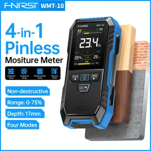FNIRSI WMT-10 Rechargable Wood Moisture Meter Pinless 4-in-1 Detector with 2.4-inch Color Screen & 1000mAh Battery for Home & Building Use