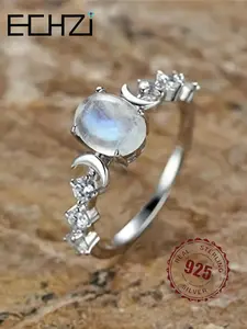 S925 Sterling Silver Moonstone Decorated Ring, Fashion Jewelry for Party, Daily Clothing Decor, Trendy All-match & Exquisite Jewelry for Birthday Gift, Elegant Fashion Rings, Elegant Ring, Elegant Everyday Ring