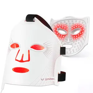 Umitec LED Light Therapy Mask, 4 Skin Modes with 830nm NIR, 4000mAh Rechargeable, Comfort Silicone LED Mask with Zoned Treatment and Timing Function Remote & Portable, Anti-Aging, Skin Firming & Radiant Glow at Home--Perfect Gift