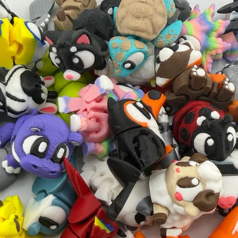 Cute 3D Printed Acticuating Mini Fidget Animals Great Gift and Desk Fidget Minis