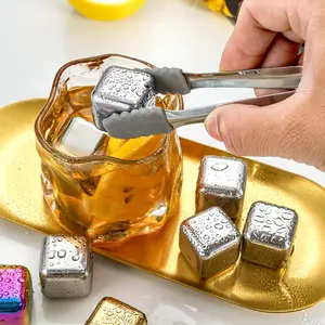6-Piece Stainless Steel Ice Cube Set, Reusable Metal Quick Freeze Ice Cubes, Perfect for Summer DIY Cold Drinks & Beer/wiskey Glasses