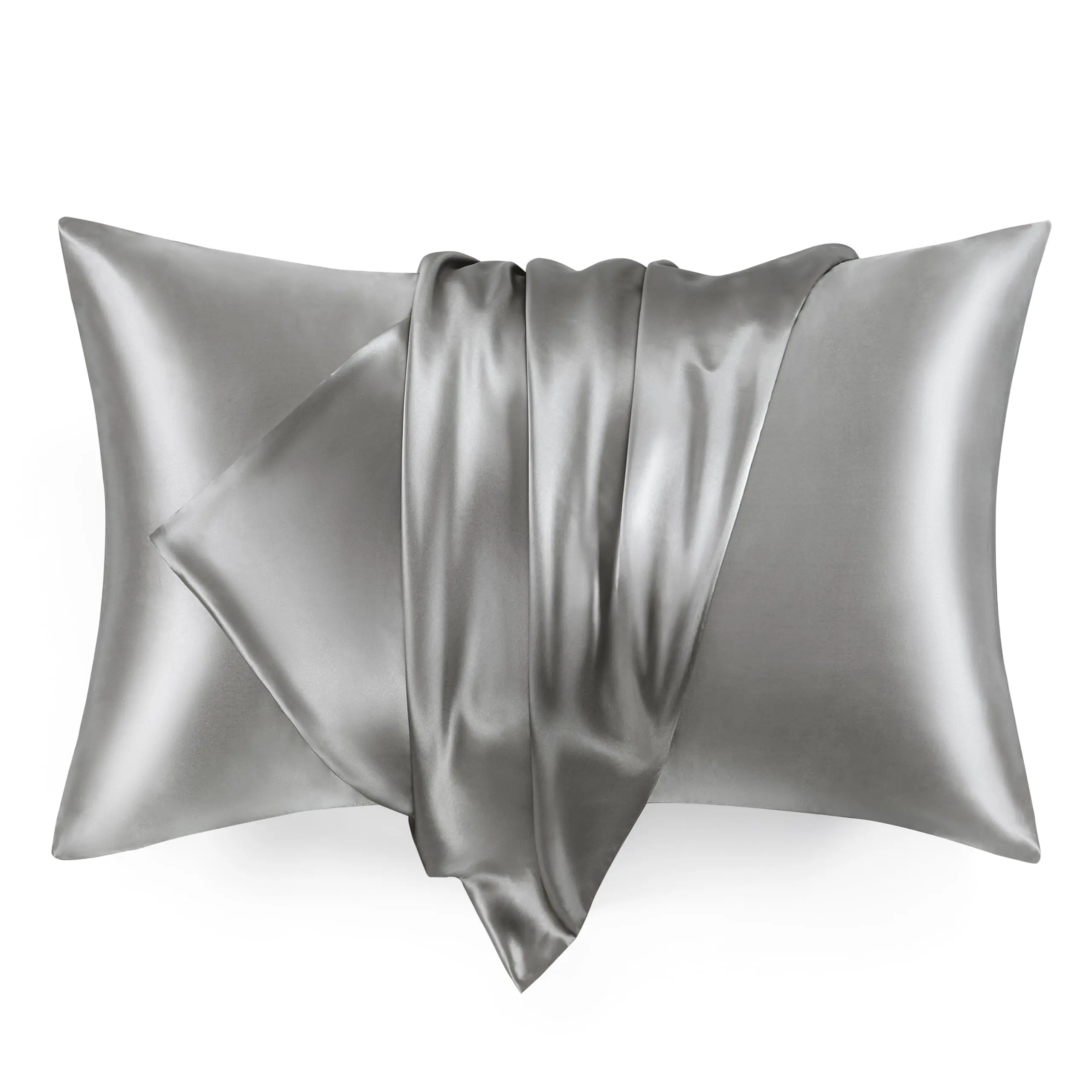 2-Pack Queen Size Satin Pillowcases (20"×30"), Wrinkle-Resistant Silky Cooling Pillow Covers for Hair & Skin, Envelope Closure, Machine Washable, Quick-Drying Dark Grey 2-Pcs Set Home Supplies