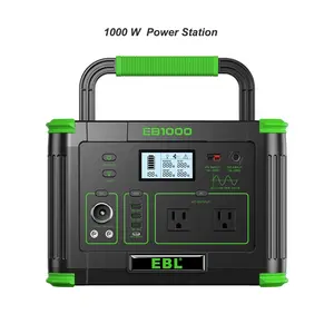EBL Portable solar panel; Portable Power Station 1000W—Camping Solar Generator with 110V AC Outlet; For Home Camping Emergency Backup