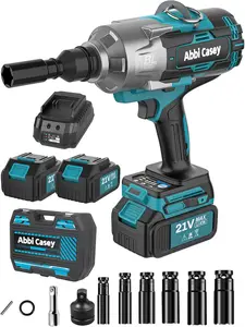Impact Wrench 3/4 inch, Brushless Power Impact Gun, 1400Ft-lbs(2000N.m) & 4500 RPM High Torque Gun, 2x 4.0Ah Battery with Fast Charger, 6 Impact Sockets,1 Extension Bar, 3/4 to 1/2 Adapter