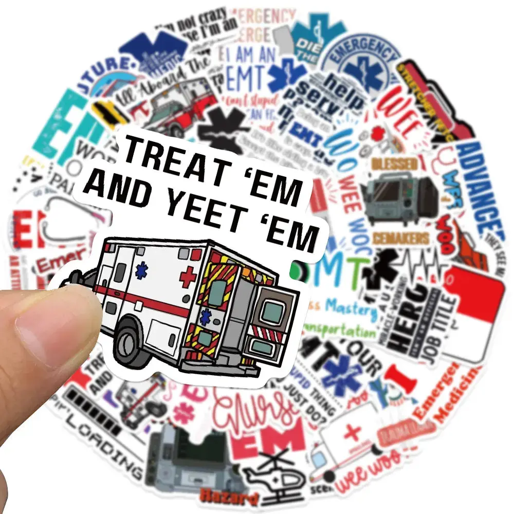 50 Pack EMS Stickers Emergency Medical Theme Decals First Responder Laptop Accessories