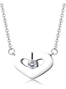 1 Pc Silvery Sweet Swarovski Crystal Heart Necklace for Women Men Trendy 316L Stainless Steel Dainty Love Pendant Necklace with Shining Swarovski Crystal Hypoallergenic Jewelry for Rave Festival Perfect Gift for Her