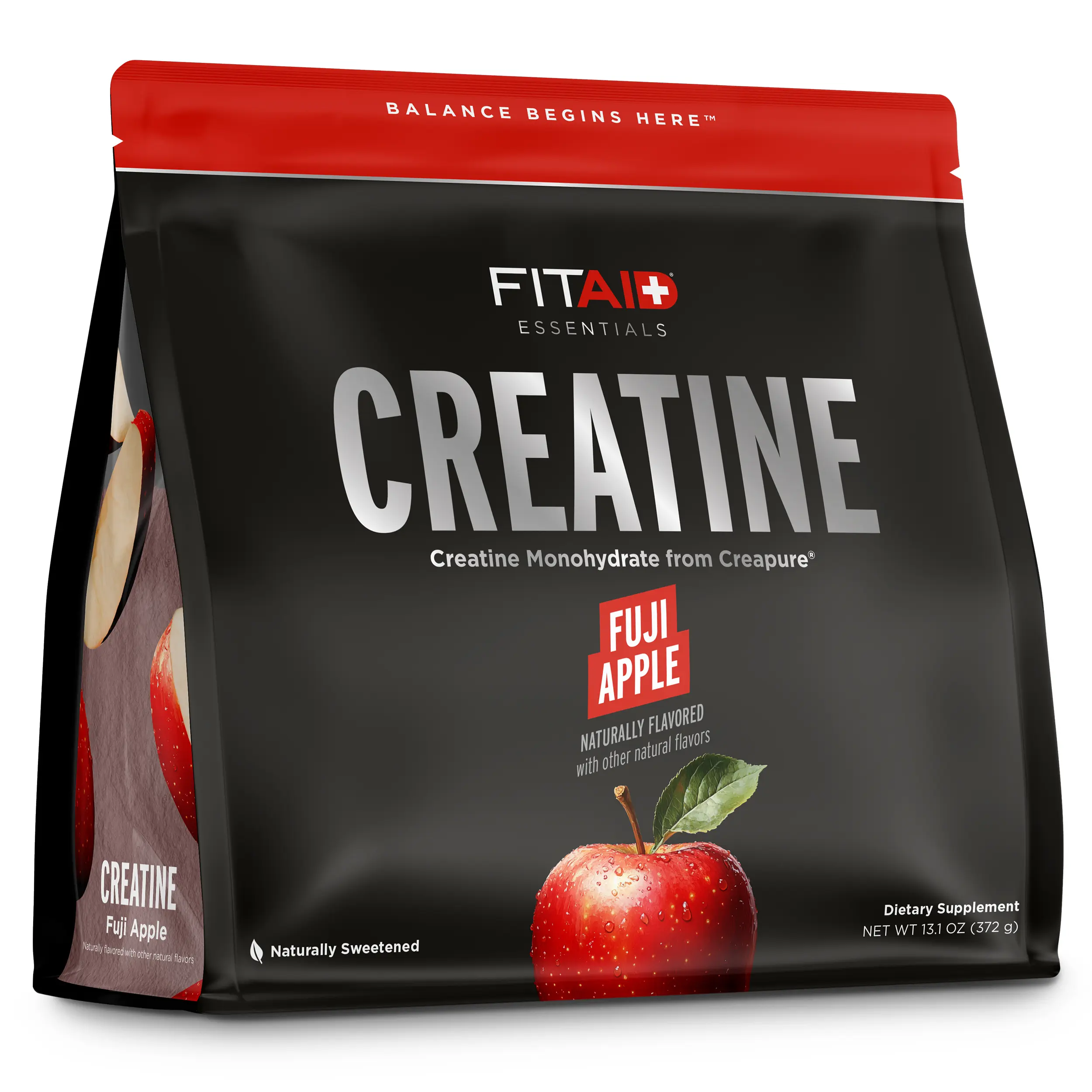 FITAID Creatine Powder – Fuji Apple, Zero Sugar, Naturally Sweetened, CreaPure Creatine Monohydrate – Clean Workout Supplement