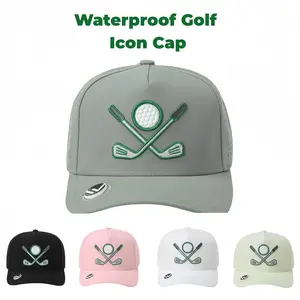 Golf Performance Cap - Tee Holder & Magnetic Ball Marker - Breathable, Sweatproof and Waterproof Golf Flat Brim Cap, Available in Multiple Colors moisture-wicking dandy hat panel trucker fishing hiking embroider logo