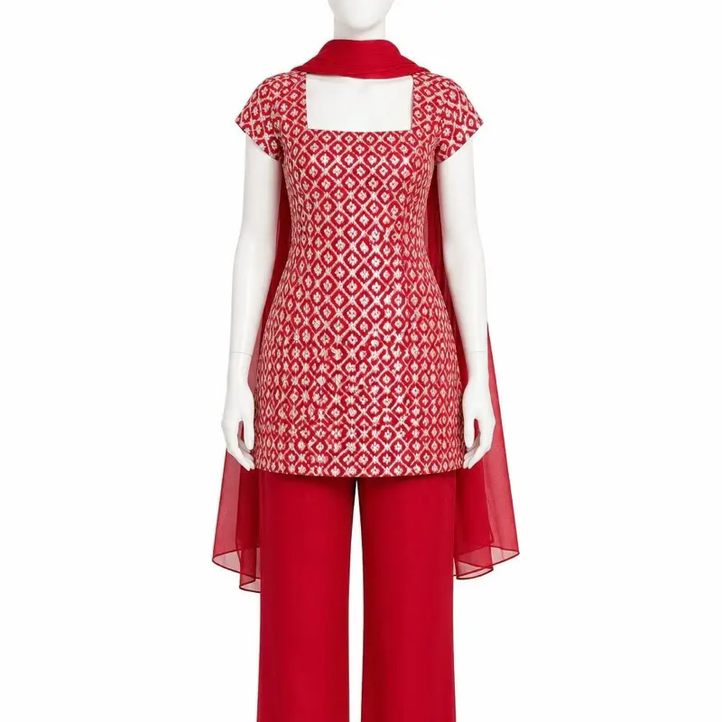 3 Piece 90s Kurti Set with Pant and Duppatta Floral Design for Women Womenswear Clothes