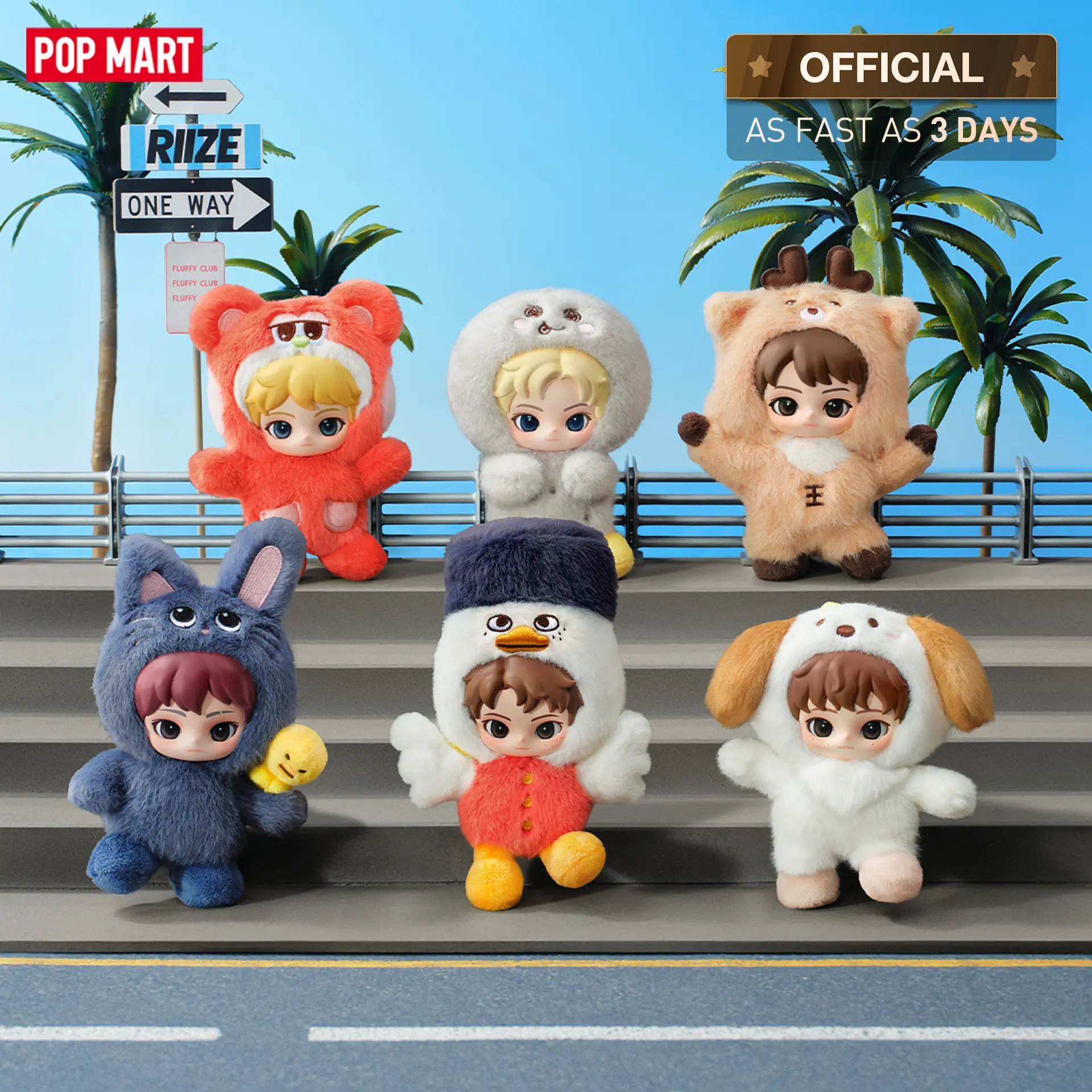 【NEW】POP MART RIIZE Fluffy Club Series Vinyl Plush Doll Pendant Blind Box Keychain