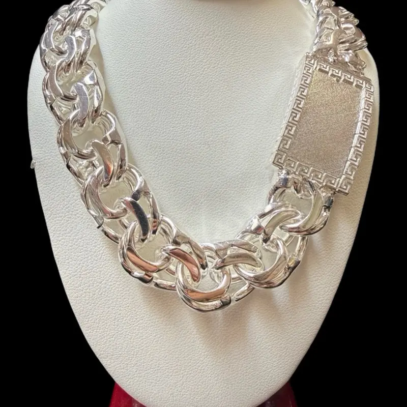Ali Jewelers Unisex Silver Chino Link Chain Necklace - Minimalist, Classic, Elegant, Silver-Tone Flat, Casual Style, Men's Costume Jewelry Accessory, Link Chain Necklaces, Casual Style Necklaces