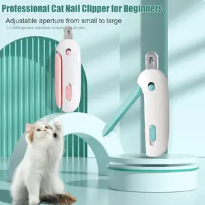 Cat Nail Clipper with Adjustable Aperture, Dog Nail Trimmer with Nail File for Puppies, Safe Pet Claw Clipper Grooming Tool to Avoid Over Cutting, Professional Pet Nail Cutter for Beginners