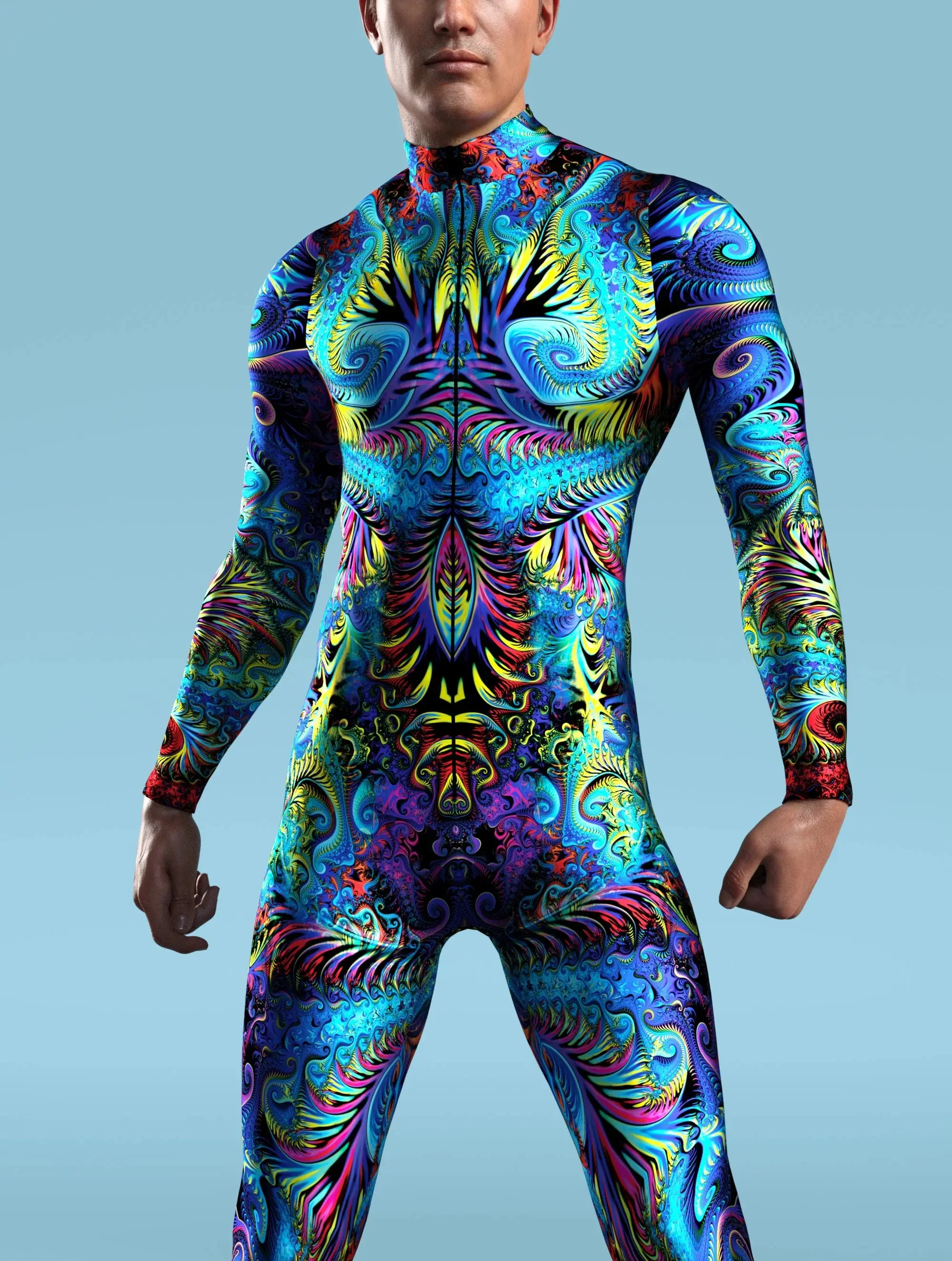 Women's High Neck Costume Outfit, Full-Body All-Over Print Spandex Bodysuit for Parties and Cosplay, Women's Clothes, Turtleneck