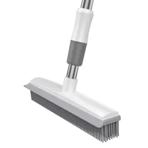 Multi-Purpose Floor Scrub Brush with Squeegee | Carpet Pet Hair Remover & Bathroom Cleaning Tool