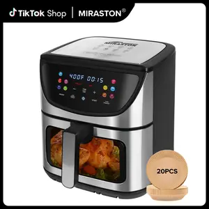MIRASTON 8.5QT Large Capacity Air Fryer with Color Tilt-Screen, Better Viewing Angles, 10 Smart Presets, Visible Cooking Window, Stainless Steel, 1500W, Holiday Haul