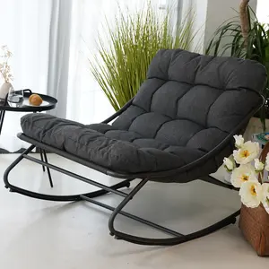 GRAND PATIO Indoor & Outdoor Rocking Chair with Thicken Dark Grey Cushion for Patio, Porch, Garden Modern Design