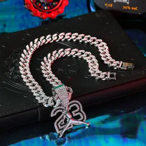 2 3 Men's Punk Hip-Hop Cuban Chain Pendant Necklace 2 3 Men's Punk Hip-Hop Cuban Chain Pendant Necklace