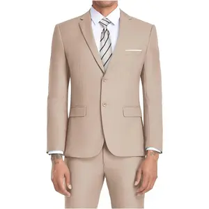 JPF Men's 2 Piece Slim Fit Suit Set, Two Button Solid Jacket Pants with Tie Suits for Men