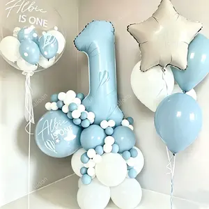 70pcs Baby Blue Birthday Number Balloon Set, Includes 32in Numbers 0-9, Star Aluminum Foil, Perfect for Birthdays, Parties, Weddings, Balloon Garland