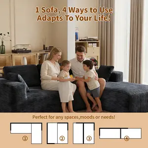 Cloud U-Shape No-Assembly Velvet Tufted L-Shaped Sofa with Chaise - Modern Apartment Living Room & Bedroom Sofa Set, Comfortable Sectional Couch